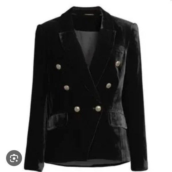 Elie Tahari Double Breasted Velvet Blazer - Picture 2 of 5
